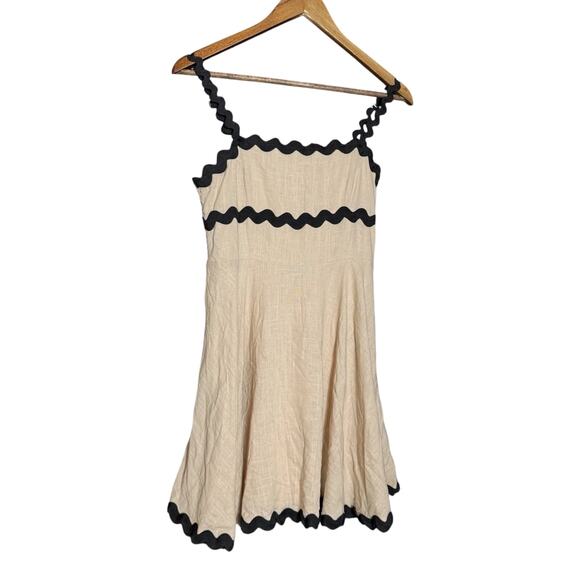 Square Neck A-line Mini Sundress Rickrack Straps Sleeveless M‎ cottagecore - Picture 1 of 10